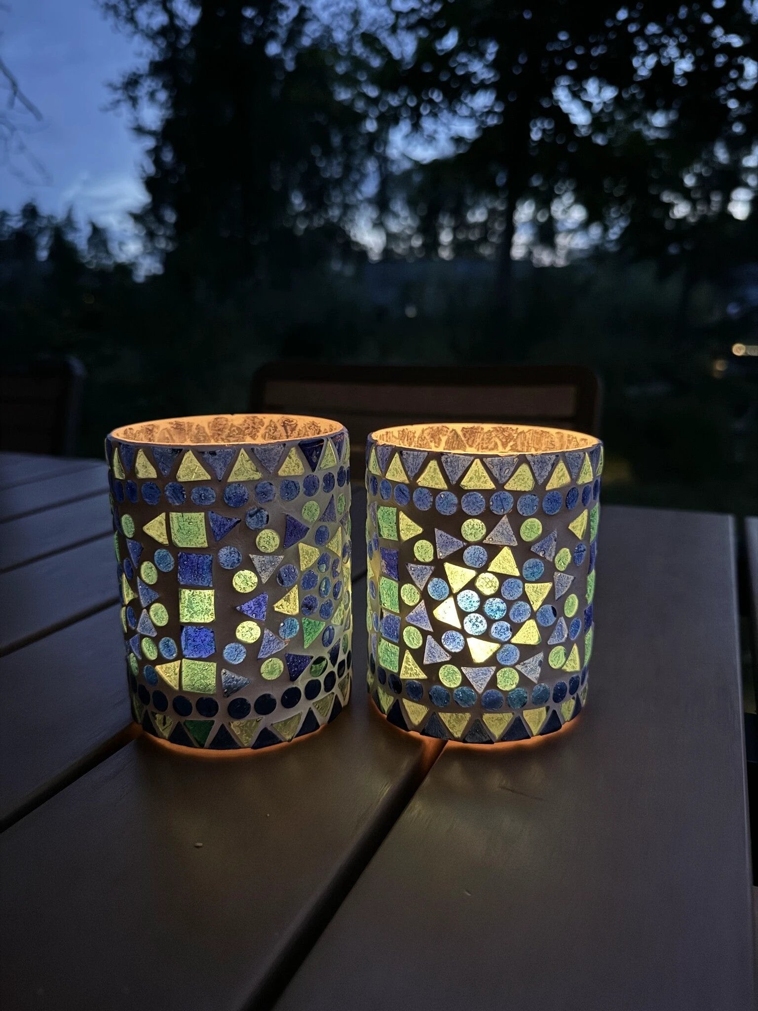 Waxinehouder mozaiek cilinder - Cantara - blauw by Orientaals