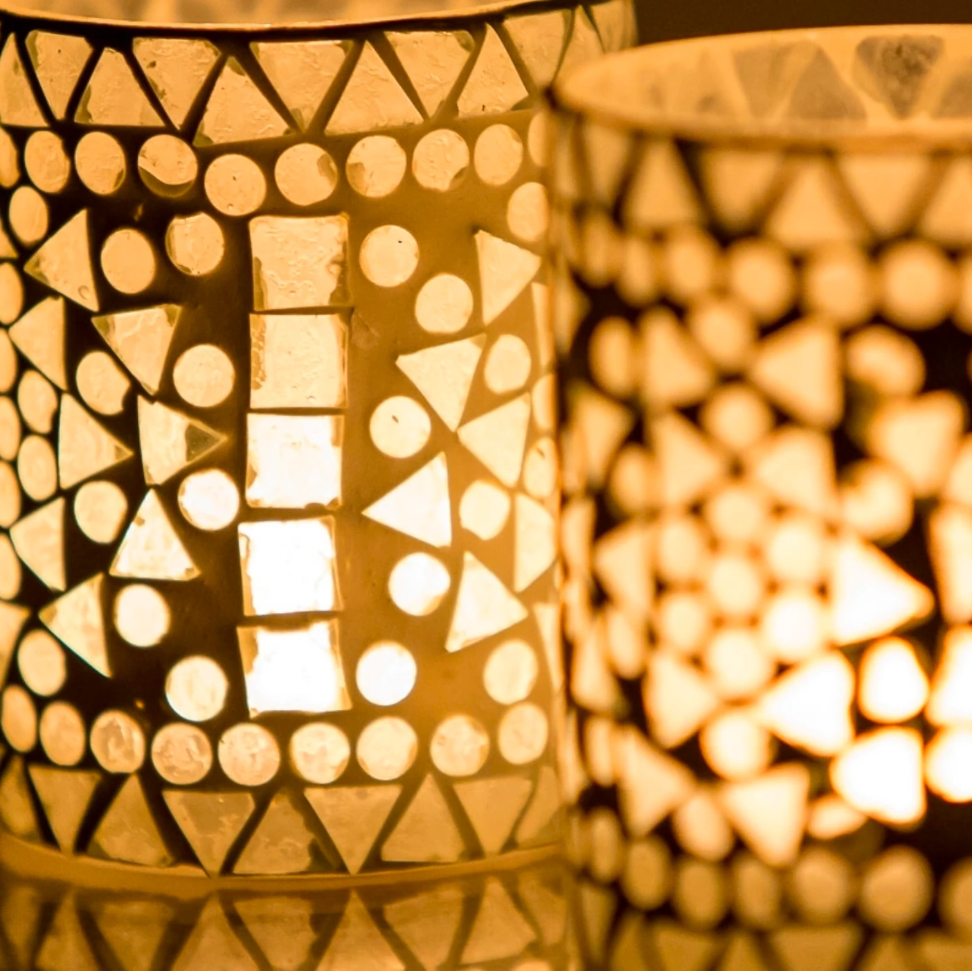 Waxinehouder mozaiek cilinder - Cantara - wit by Orientaals