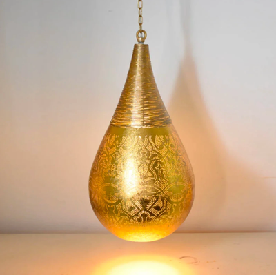 Hanglamp Ameera goud druppel met draad in 2 maten by Orientaals
