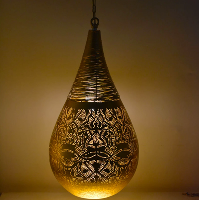 Hanglamp Ameera goud druppel met draad in 2 maten by Orientaals