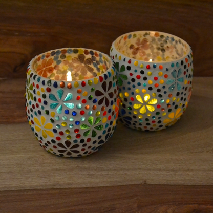 Waxinehouder mozaïek bol Hudat multi-colour in 2 maten - depauwwonen