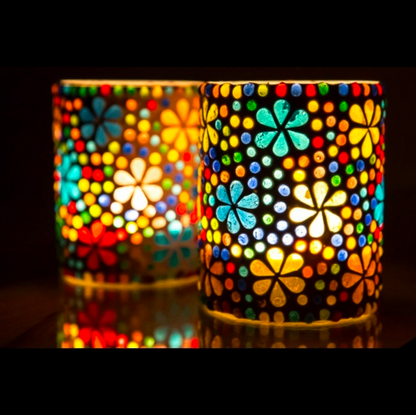 Waxinehouder mozaiek cilinder - Hudat - multi colour - depauwwonen