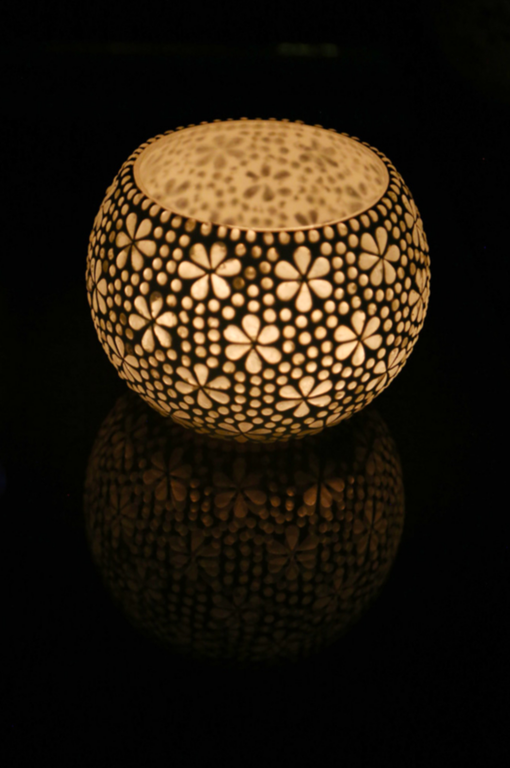 Waxinehouder mozaïek bol Hudat transparant in 2 maten - depauwwonen