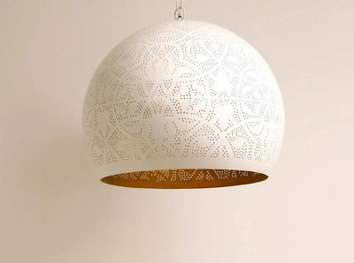 Hanglamp Ameera wit/goud bol - in 2 diameters verkrijgbaar by Orientaals