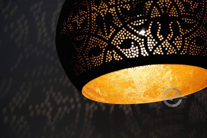 Hanglamp Ameera zwart/goud bol - in 2 diameters verkrijgbaar - depauwwonen