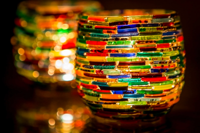 Waxinehouder mozaiek bol - Bangles - multi-colour in 2 maten by Orientaals