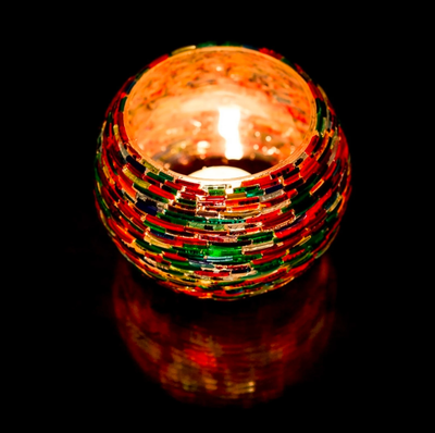 Waxinehouder mozaiek bol - Bangles - multi-colour in 2 maten by Orientaals