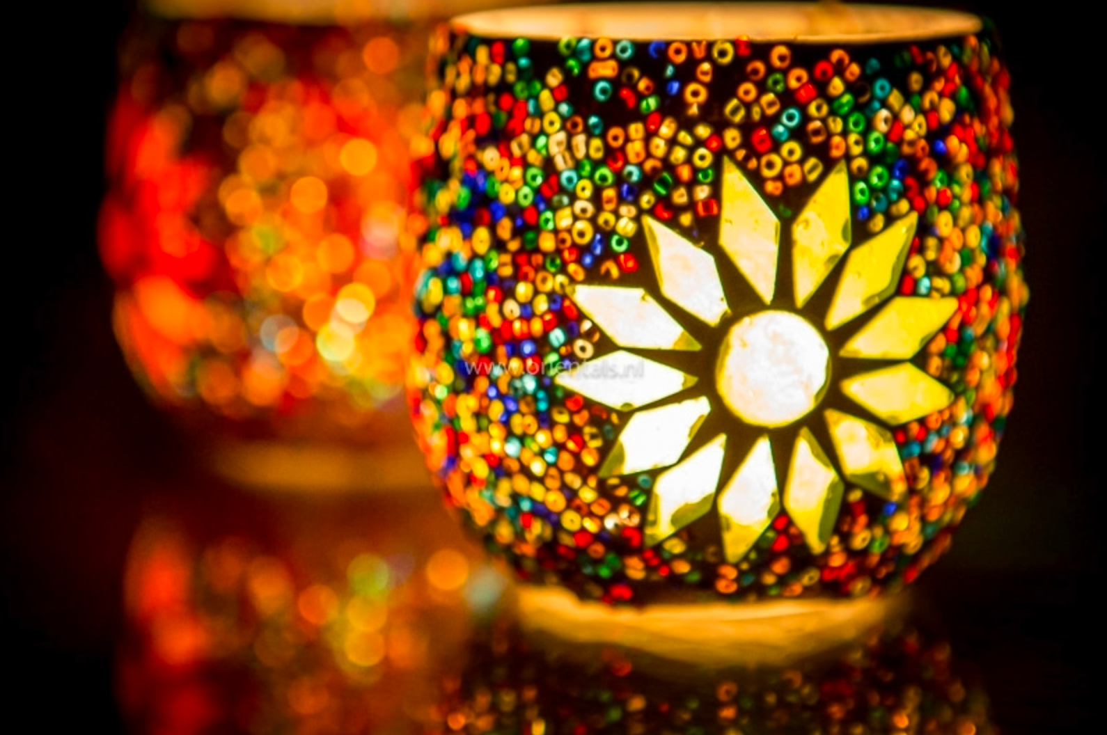 Waxinehouder mozaïek bol Rima multi-colour in 2 maten - depauwwonen