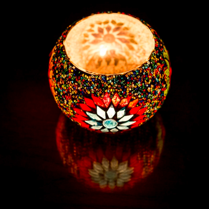 Waxinehouder mozaïek bol Rima multi-colour in 2 maten - depauwwonen