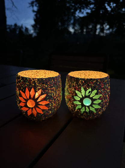 Waxinehouder mozaïek bol Rima multi-colour in 2 maten - depauwwonen