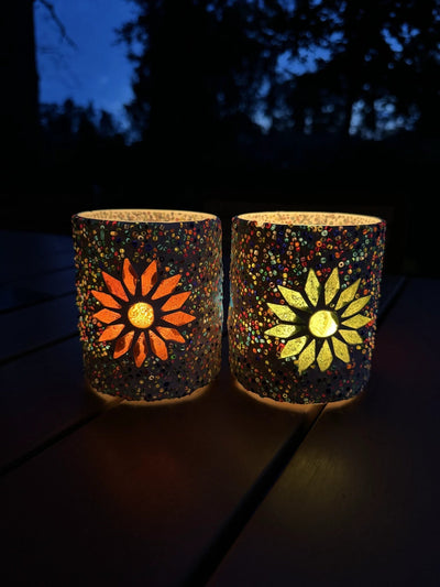 Waxinehouder mozaiek cilinder - Rima - multi colour by Orientaals