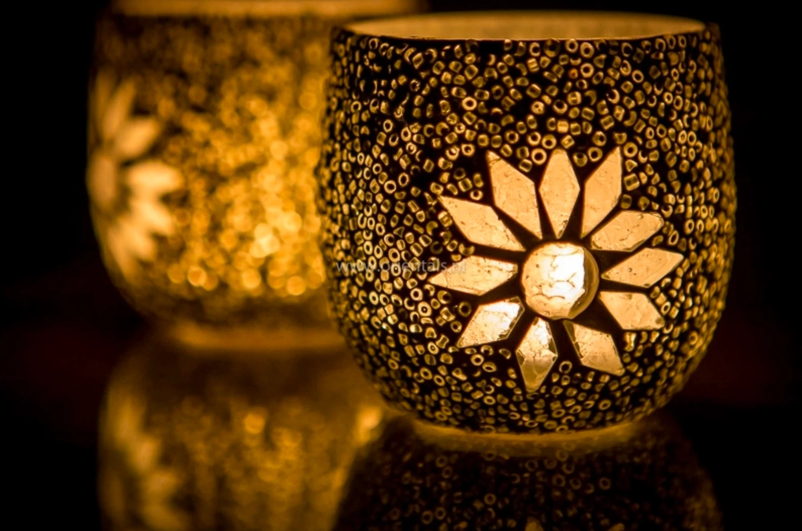 Waxinehouder mozaïek bol Rima transparant in 2 maten by Orientaals