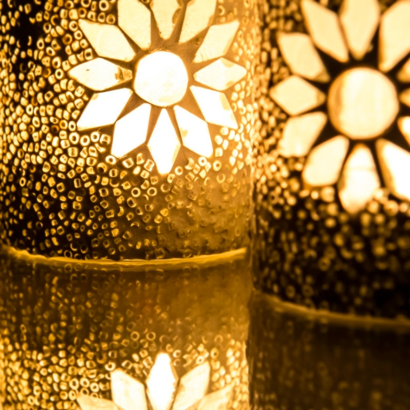 Waxinehouder mozaiek cilinder - Rima - wit by Orientaals