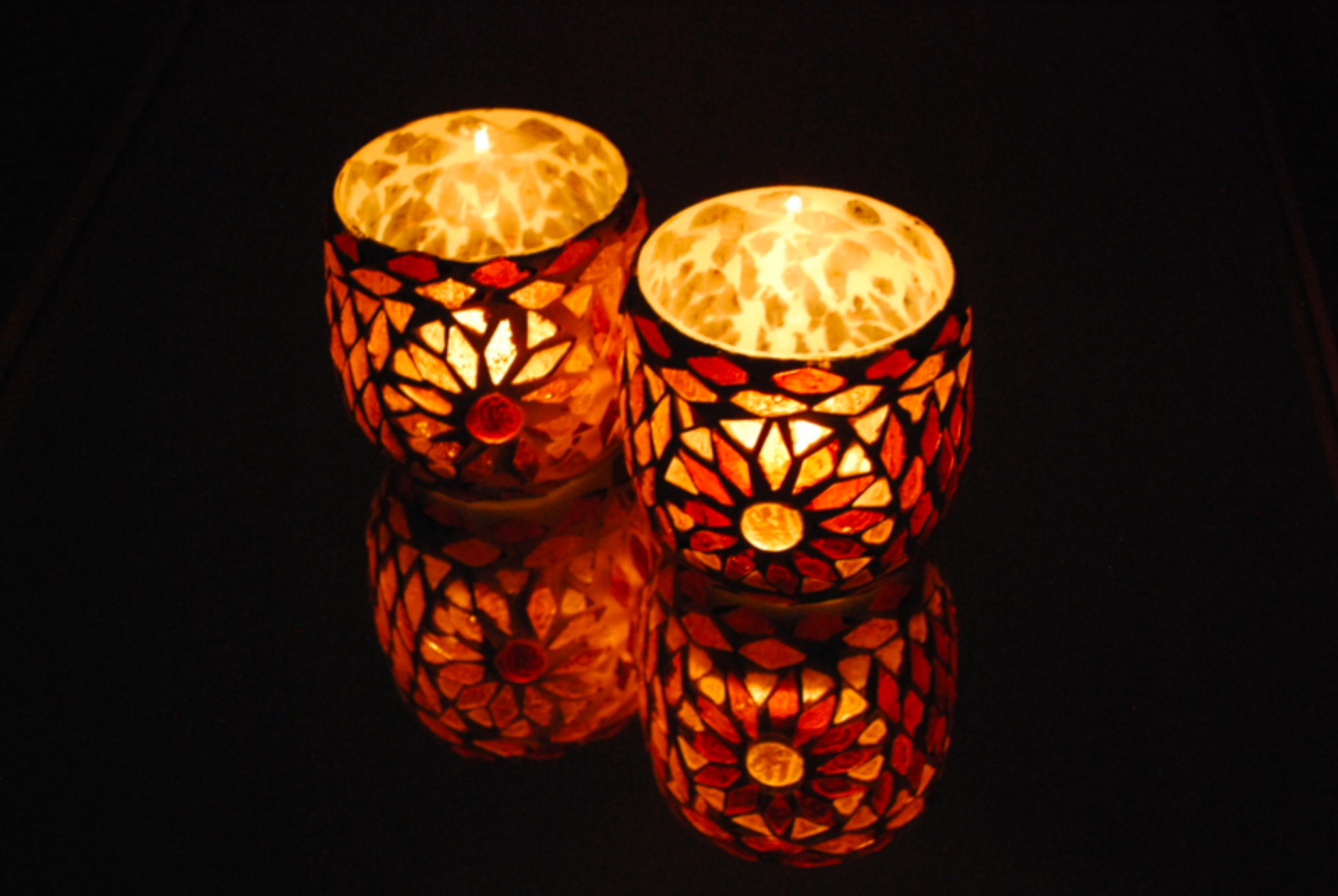 Waxinehouder mozaïek bol Roya paars in 2 maten - depauwwonen