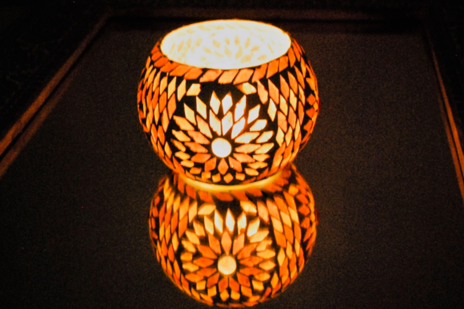 Waxinehouder mozaïek bol Roya paars in 2 maten - depauwwonen