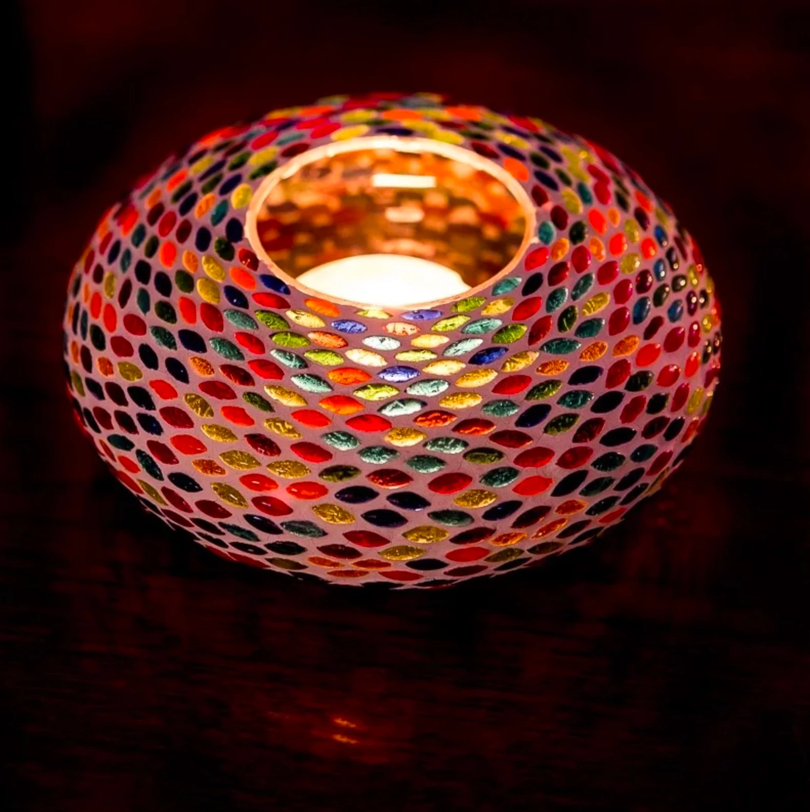 Oosterse waxinehouder mozaïek - ufo seed design multi-colour by Orientaals