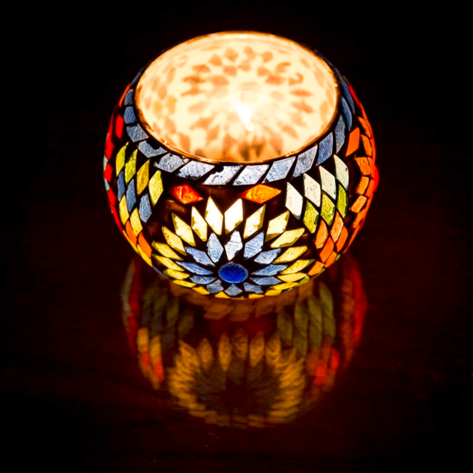 Waxinehouder mozaïek bol Roya multi-colour in 2 maten - depauwwonen