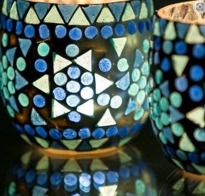 Waxinehouder mozaïek bol - Cantara - blauw by Orientaals