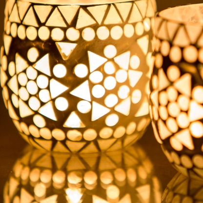 Waxinehouder mozaïek bol - Cantara - wit in 2 maten - depauwwonen