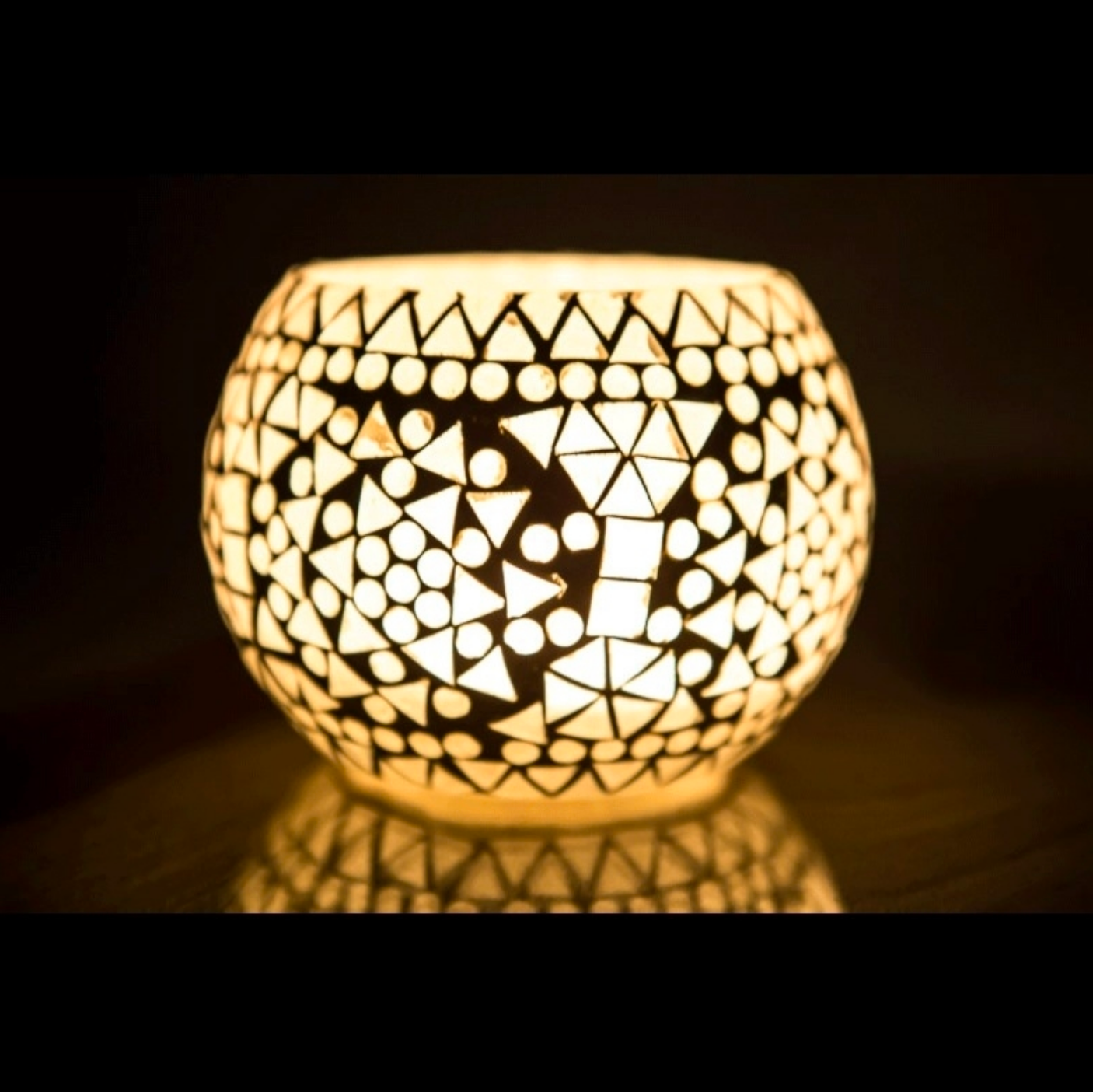 Waxinehouder mozaïek bol - Cantara - wit in 2 maten - depauwwonen