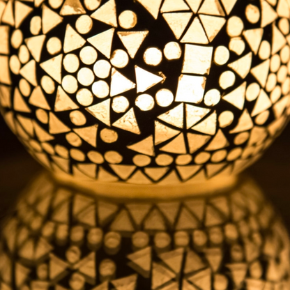 Waxinehouder mozaïek bol - Cantara - wit in 2 maten - depauwwonen