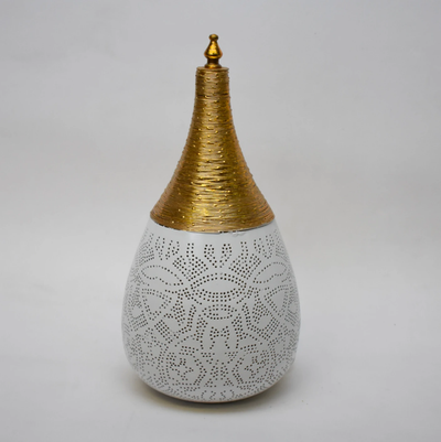 Tafellamp Ameera filigrain druppel wit/goud in 2 maten by Orientaals