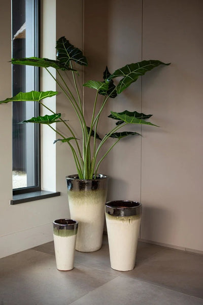 Relly keramische pot van PTMD met bronzen parelglans en twee tinten, hoog en rond ontwerp, geschikt voor interieurdecoratie