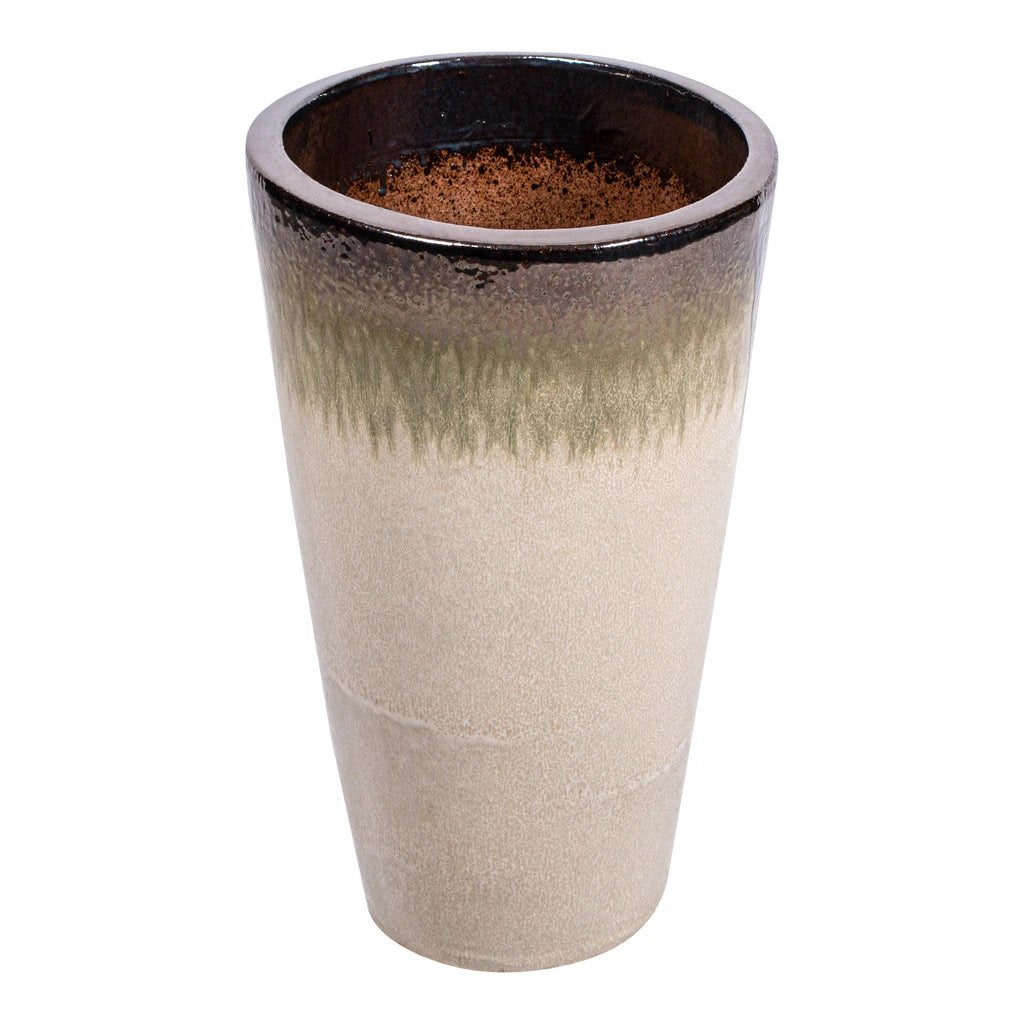 PTMD Relly bronzen parel keramische pot, hoog en rond, met twee tinten, elegante decoratieve vaas voor binnen en buiten