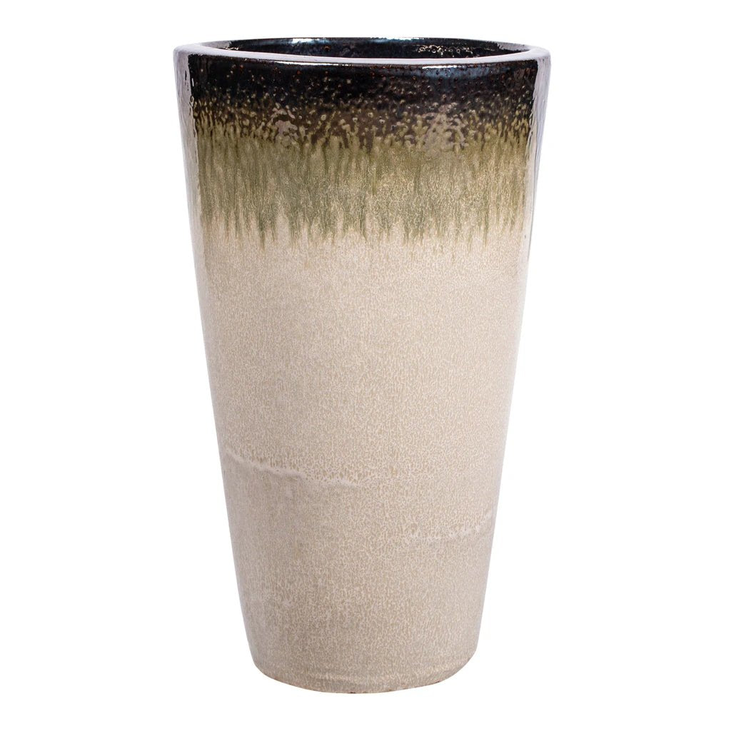 PTMD Relly bronzen keramische pot met parelprint, hoog en rond in twee tinten, elegante decoratie voor binnen.