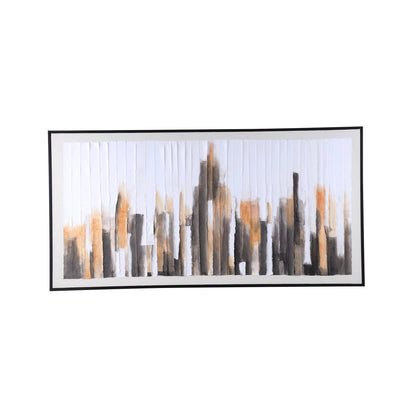 Gustas Ingelijst wandpaneel van PTMD met rechthoekige polystrips voor een moderne muurdecoratie.