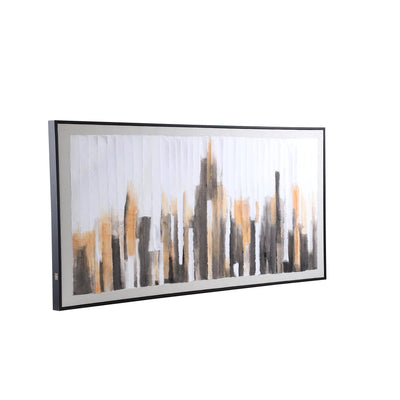 Gustas ingelijst wandpaneel van PTMD met rechthoekige poly strips, modern decor voor muurdecoratie.