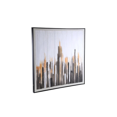 Gustas ingelegd wandpaneel met vierkante poly-strip design van PTMD, muurdecoratie met geometrische vormen en moderne stijl