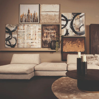 PTMD Gustas ingelijst wandpaneel met vierkante poly-strips, modern decoratief muurkunstwerk voor interieur.