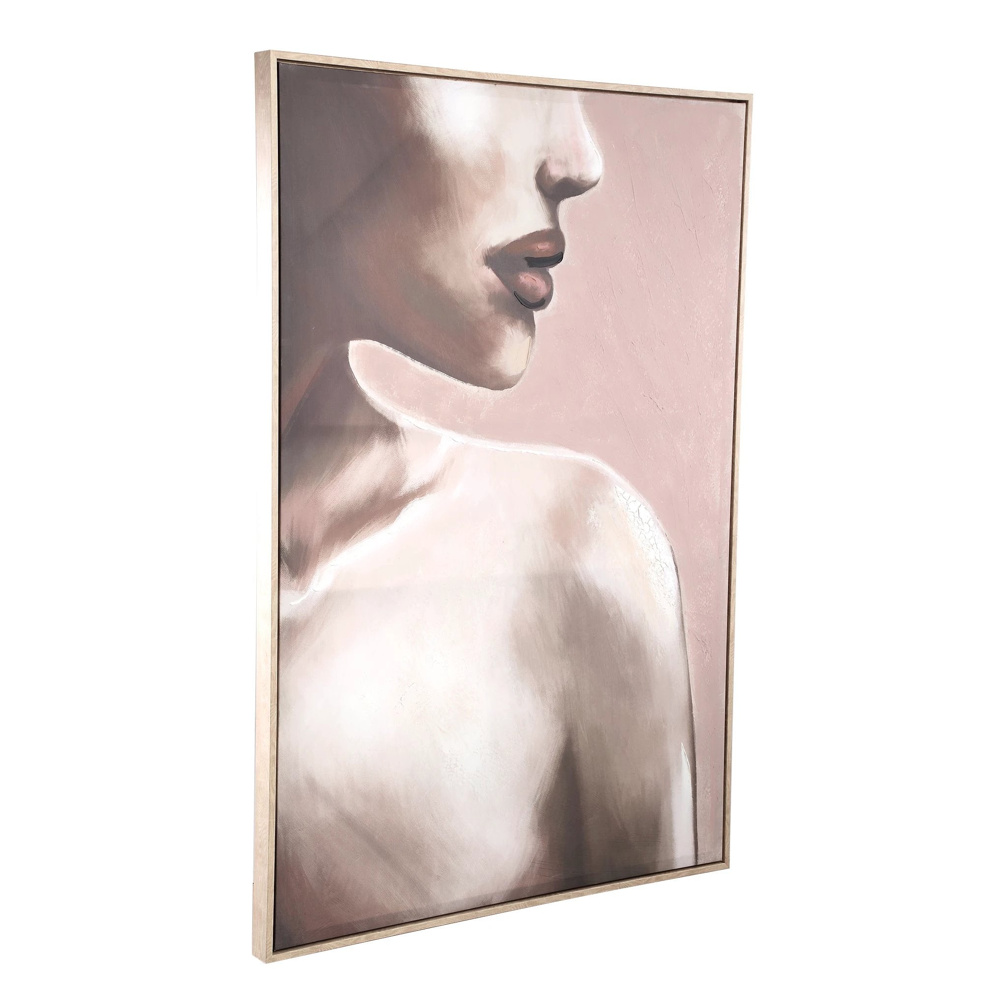 PTMD Liliana bruine schilderij met rechthoekig formaat en vrouwelijk abstract ontwerp, muurdecoratie.