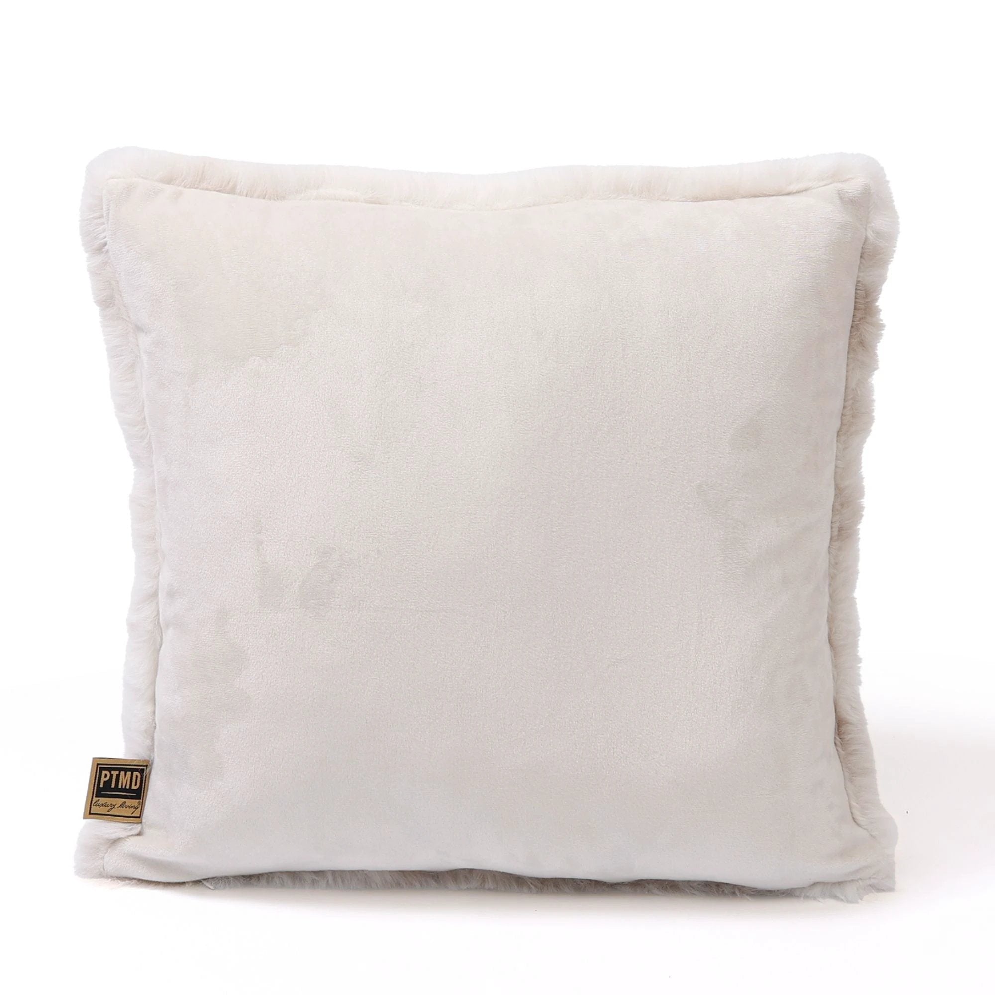 Linde Offwhite faux bont kussen vierkant van PTMD, zachte en luxe sierkussen voor in de woonkamer