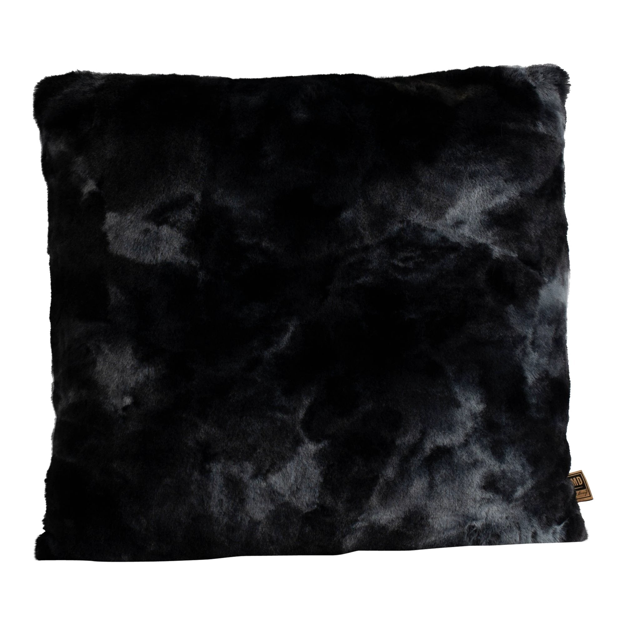 Zwart faux fur vierkant kussen van PTMD met zachte, pluizige textuur en luxe uitstraling.