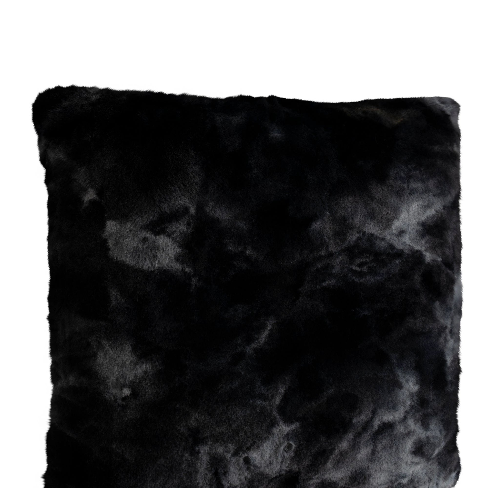 PTMD Linde zwart faux fur vierkant kussen, zachte en luxe sierkussen voor in de woonkamer
