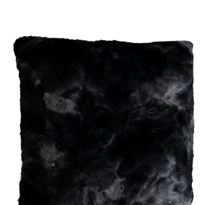 PTMD Linde zwart faux fur vierkant kussen, zachte en luxe sierkussen voor in de woonkamer