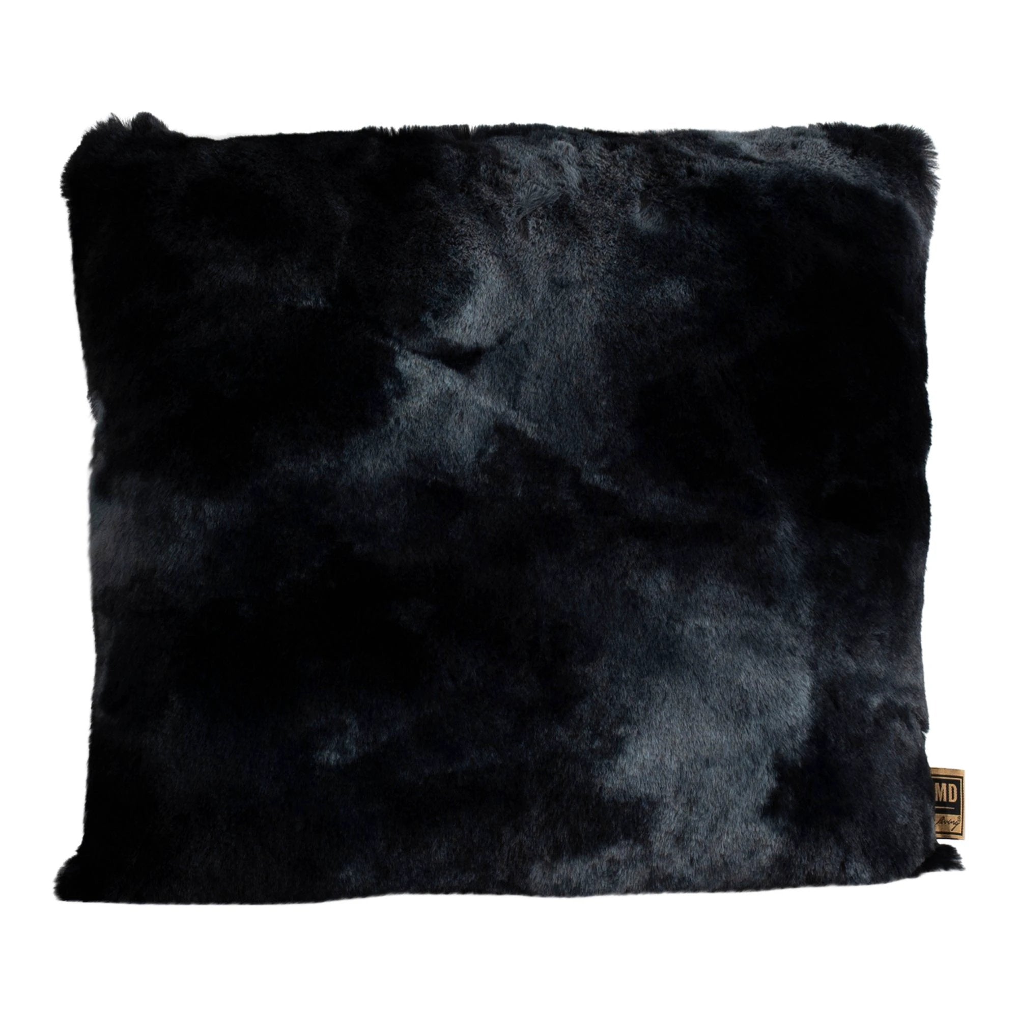 Zwart faux fur kussen vierkant van PTMD, zachte textuur en luxe uitstraling, geschikt voor modern interieur.