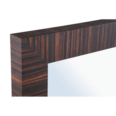 Bruine vierkante spiegel van PTMD met houten frame, hangend aan de muur, elegante en moderne decoratie voor in huis.