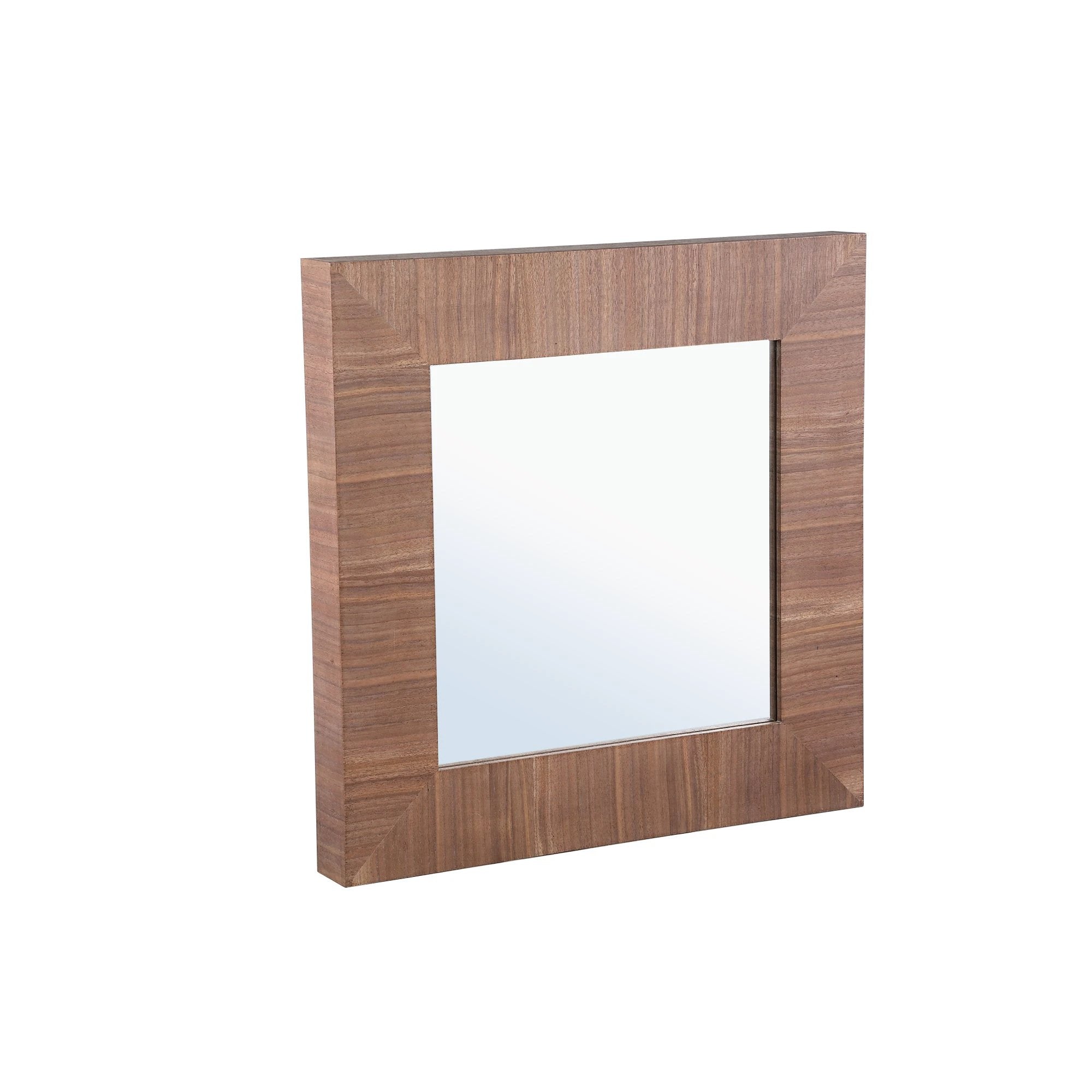 Vierkante natuurlijke spiegel van PTMD met een houten frame en een strakke, moderne uitstraling.