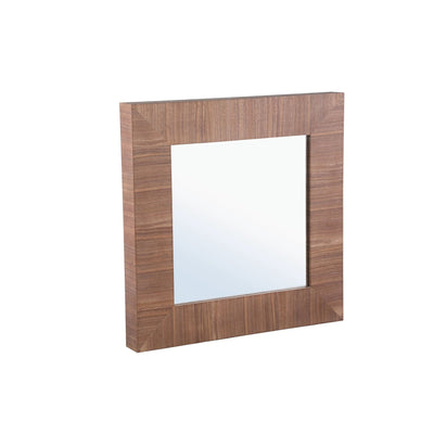 Vierkante natuurlijke spiegel van PTMD met een houten frame en een strakke, moderne uitstraling.