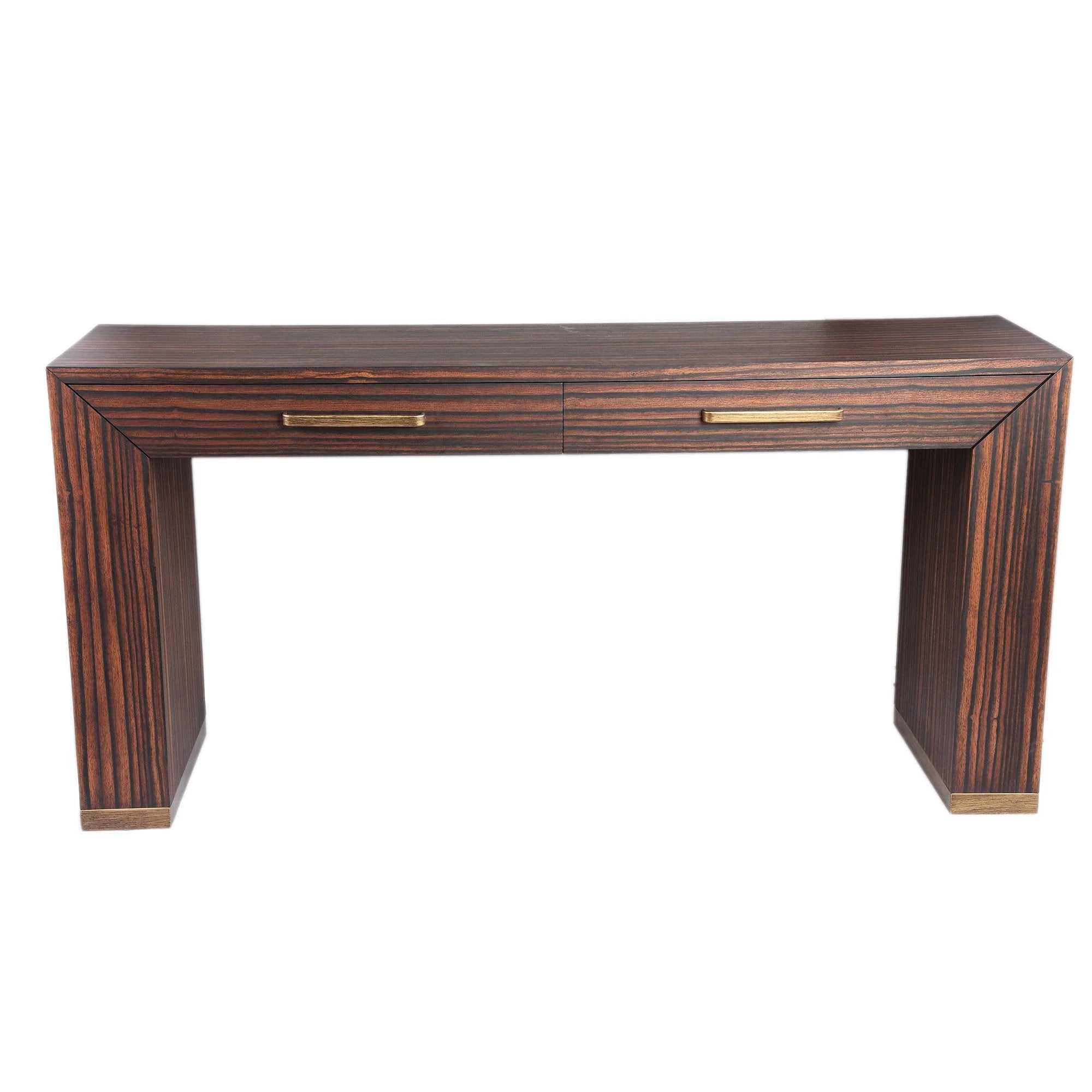 Bruine Tiess Wandtafel van PTMD met twee laden, houten tafel met modern design en praktische opbergruimte.