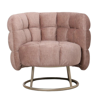 Pluizige roze fauteuil vogue 3 antilope gouden onderstel by PTMD