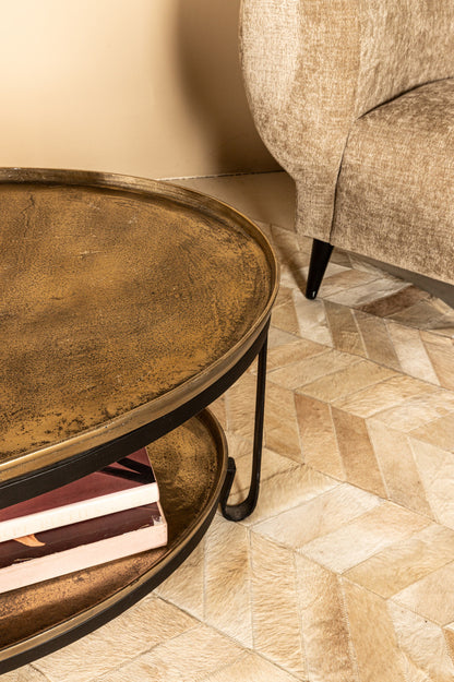 Kae Gouden aluminium salontafel met 2 lagen zwart frame - depauwwonen