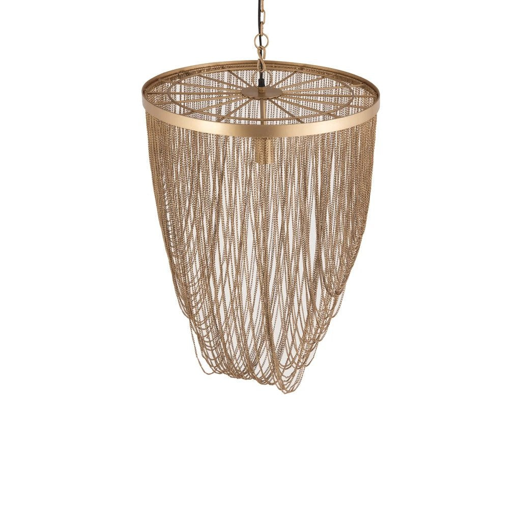 Nishan Gouden ijzeren kettingen ronde hanglamp S by PTMD