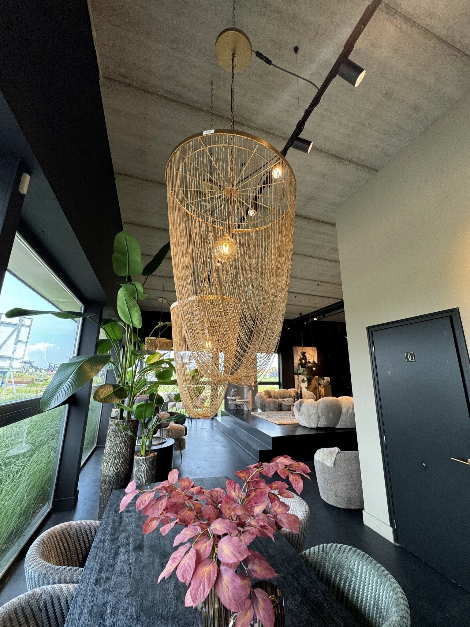 Nishan Gouden ijzeren kettingen ronde hanglamp S by PTMD