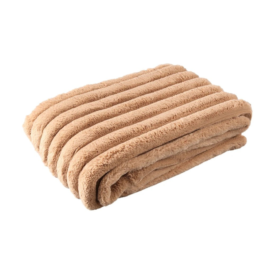 Hadi Beige ribbed fake fur plaid small by PTMD