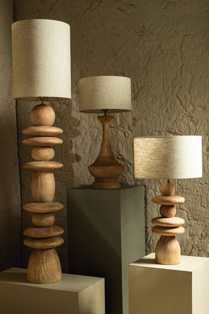 Ahid Natuurlijke mangohouten klassieke tafellamp rond - depauwwonen