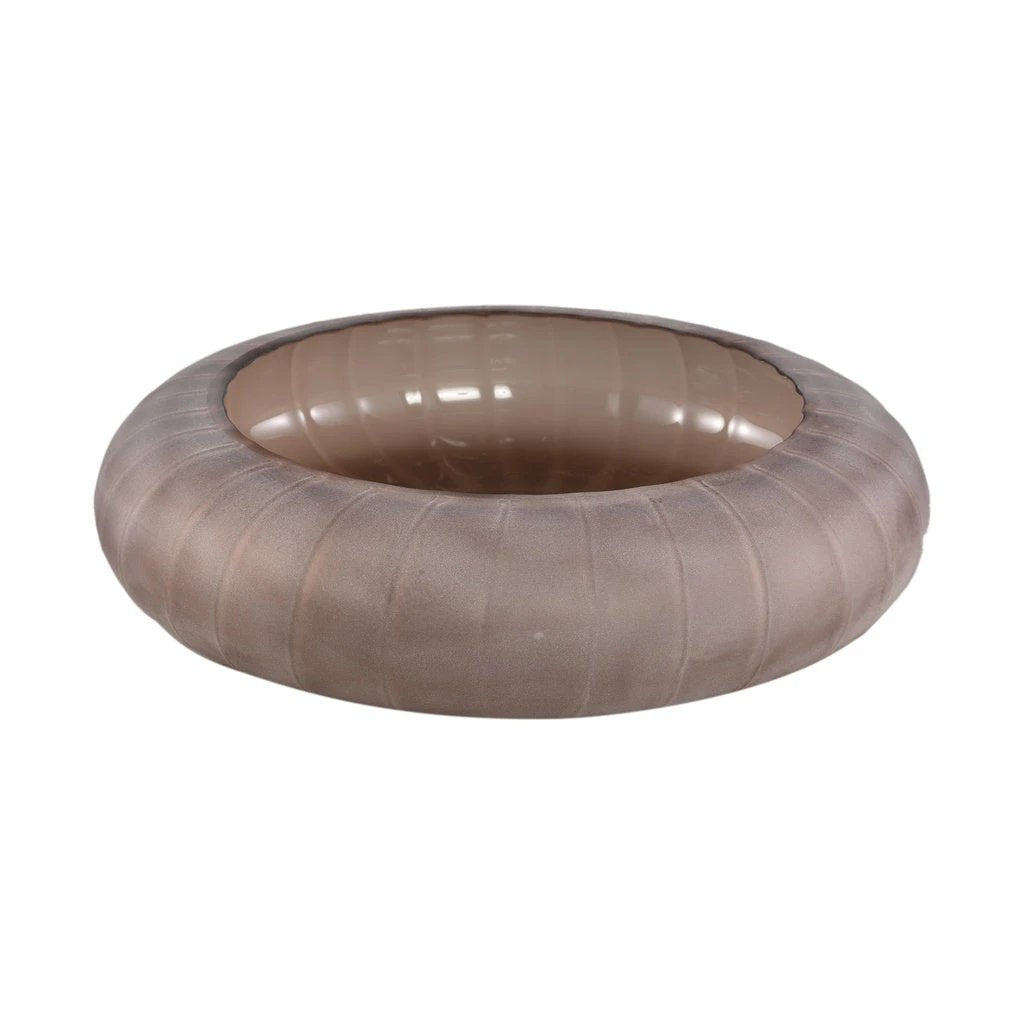 Levente Sand glazen ronde kom met ribbels by PTMD